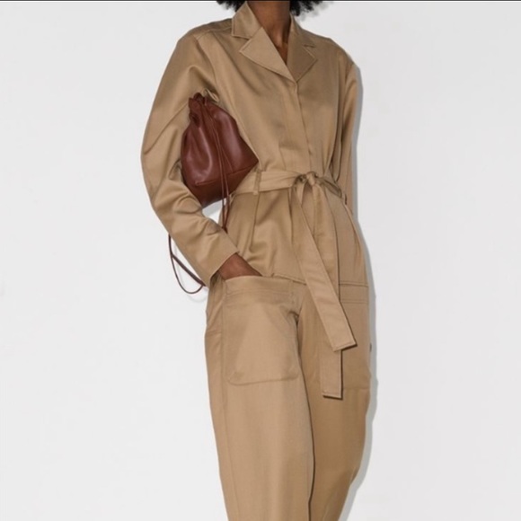 🆕LOW CLASSIC KHAKI BELTED OVERSIZED FRONT PATCH POCKET BOILER JUMPSUIT ROMPER - Picture 5 of 6